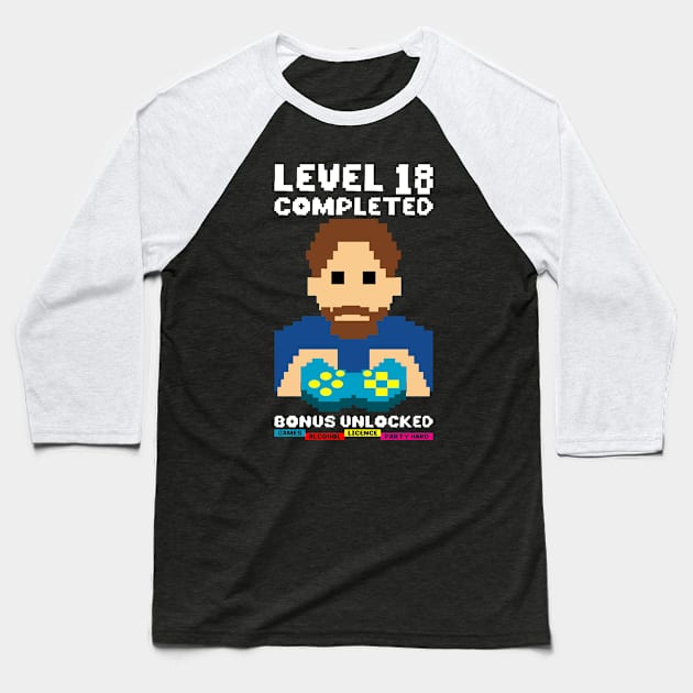 Gamer 18 birthday retro gaming gamer gift Baseball T-Shirt by QQdesigns